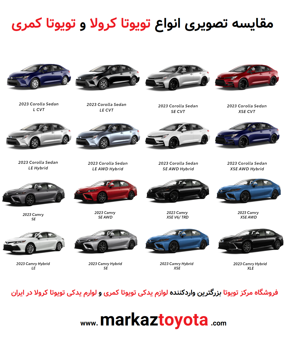مقایسه تصویری تویوتا کمری و تویوتا کرولا